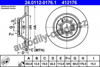 Brzdový kotouč ATE 24.0112-0176 (AT 412176) - AUDI