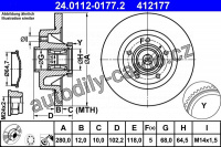 Brzdový kotouč ATE 24.0112-0177 (AT 412177) - NISSAN, RENAULT