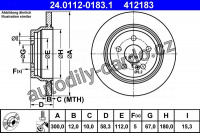 Brzdový kotouč ATE 24.0112-0183 (AT 412183) - MERCEDES-BENZ