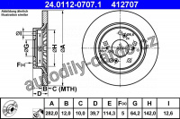 Brzdový kotouč ATE 24.0112-0707 (AT 412707) - HONDA