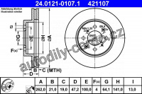 Brzdový kotouč ATE 24.0121-0107 (AT 421107) - HONDA, ROVER