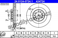 Brzdový kotouč ATE 24.0124-0724 (AT 424724) - MITSUBISHI