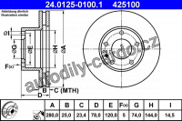 Brzdový kotouč ATE 24.0125-0100 (AT 425100) - BMW