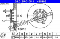 Brzdový kotouč ATE 24.0125-0105 (AT 425105) - AUDI, SEAT