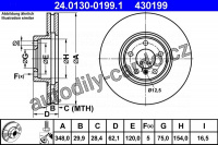 Brzdový kotouč ATE 24.0130-0199 (AT 430199) - BMW
