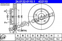 Brzdový kotouč ATE 24.0132-0110 (AT 432110) - CHEVROLET, OPEL