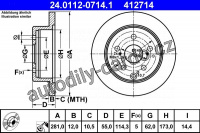 Brzdový kotouč ATE 24.0112-0714 (AT 412714) - TOYOTA