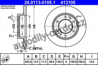 Brzdový kotouč ATE 24.0113-0105 (AT 413105) - TOYOTA