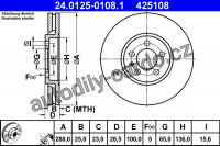 Brzdový kotouč ATE 24.0125-0108 (AT 425108) - VW