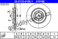 Brzdový kotouč ATE 24.0110-0166 (AT 410166) - ALFA ROMEO