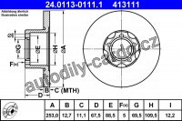 Brzdový kotouč ATE 24.0113-0111 (AT 413111) - MERCEDES-BENZ
