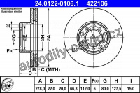 Brzdový kotouč ATE 24.0122-0106 (AT 422106) - MERCEDES-BENZ
