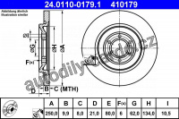Brzdový kotouč ATE 24.0110-0179 (AT 410179) - ALFA ROMEO