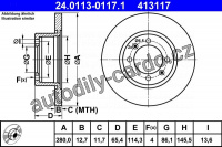 Brzdový kotouč ATE 24.0113-0117 (AT 413117) - SAAB