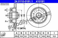 Brzdový kotouč ATE 24.0110-0181 (AT 410181) - MAZDA