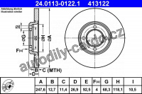 Brzdový kotouč ATE 24.0113-0122 (AT 413122) - FORD