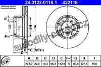 Brzdový kotouč ATE 24.0122-0116 (AT 422116) - MERCEDES-BENZ