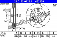 Brzdový kotouč ATE 24.0132-0128 (AT 432128) - PORSCHE