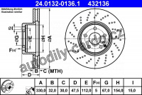Brzdový kotouč ATE 24.0132-0136 (AT 432136) - MERCEDES-BENZ