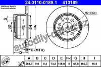 Brzdový kotouč ATE 24.0110-0189 (AT 410189) - VOLVO