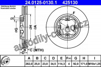 Brzdový kotouč ATE 24.0125-0130 (AT 425130) - HONDA