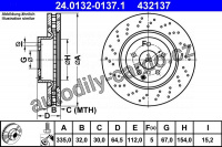 Brzdový kotouč ATE 24.0132-0137 (AT 432137) - MERCEDES-BENZ