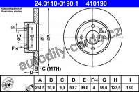 Brzdový kotouč ATE 24.0110-0190 (AT 410190) - ALFA ROMEO, FIAT, LANCIA