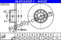 Brzdový kotouč ATE 24.0113-0137 (AT 413137) - MERCEDES-BENZ