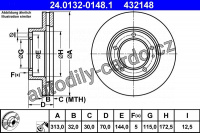 Brzdový kotouč ATE 24.0132-0148 (AT 432148) - TOYOTA