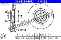 Brzdový kotouč ATE 24.0132-0152 (AT 432152) - PEUGEOT