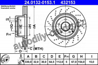 Brzdový kotouč ATE 24.0132-0153 (AT 432153) - MERCEDES-BENZ