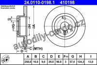 Brzdový kotouč ATE 24.0110-0198 (AT 410198) - CITROËN