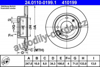 Brzdový kotouč ATE 24.0110-0199 (AT 410199) - PEUGEOT