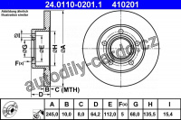 Brzdový kotouč ATE 24.0110-0201 (AT 410201) - AUDI, VW