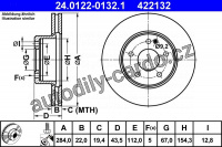 Brzdový kotouč ATE 24.0122-0132 (AT 422132) - MERCEDES-BENZ