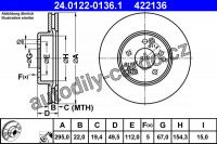 Brzdový kotouč ATE 24.0122-0136 (AT 422136) - MERCEDES-BENZ