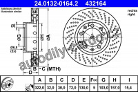 Brzdový kotouč ATE 24.0132-0164 (AT 432164) - PORSCHE