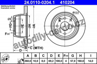 Brzdový kotouč ATE 24.0110-0204 (AT 410204) - OPEL