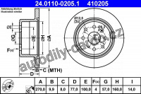 Brzdový kotouč ATE 24.0110-0205 (AT 410205) - OPEL