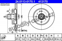 Brzdový kotouč ATE 24.0113-0170 (AT 413170) - PORSCHE