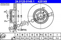 Brzdový kotouč ATE 24.0125-0149 (AT 425149) - AUDI