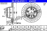 Brzdový kotouč ATE 24.0134-0101 (AT 434101) - PORSCHE