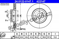 Brzdový kotouč ATE 24.0122-0147 (AT 422147) - ALFA ROMEO, FIAT, LANCIA