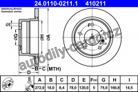 Brzdový kotouč ATE 24.0110-0211 (AT 410211) - BMW