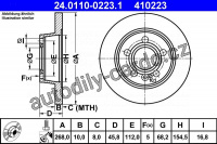 Brzdový kotouč ATE 24.0110-0223 (AT 410223) - FORD, SEAT, VW