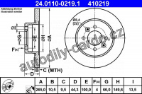 Brzdový kotouč ATE 24.0110-0219 (AT 410219) - RENAULT