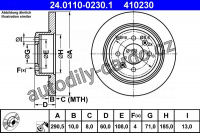 Brzdový kotouč ATE 24.0110-0230 (AT 410230) - PEUGEOT