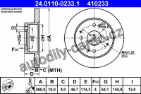 Brzdový kotouč ATE 24.0110-0233 (AT 410233) - HONDA