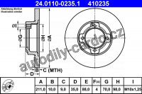 Brzdový kotouč ATE 24.0110-0235 (AT 410235) - DAIHATSU