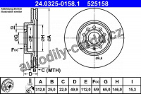 Brzdový kotouč ATE CRYO 24.0325-0158 (AT 525158) - Power Disc - AUDI, SEAT, ŠKODA, VW